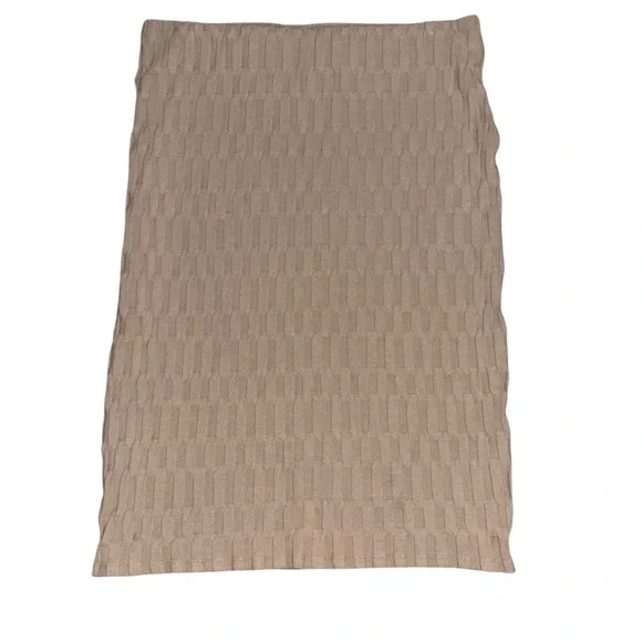 Zara Beige Textured Pencil Skirt - Picture 2 of 5
